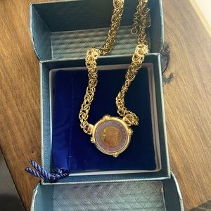 Two tone coin necklace. Statement piece.